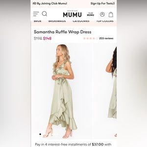 Samantha Ruffle Wrap Dress ~ Moss Green Luxe Satin